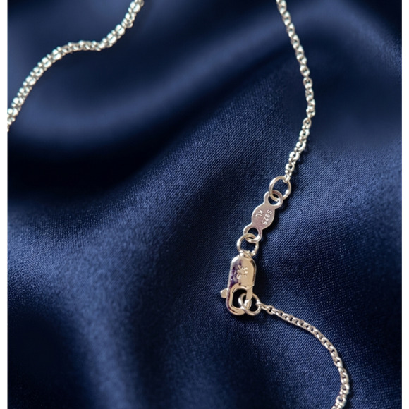 Charles & Colvard Jewelry - Charles & Colvard 14K White Gold Oval Cable Chain 1.5g 15"-17" Adjustable w/ Box